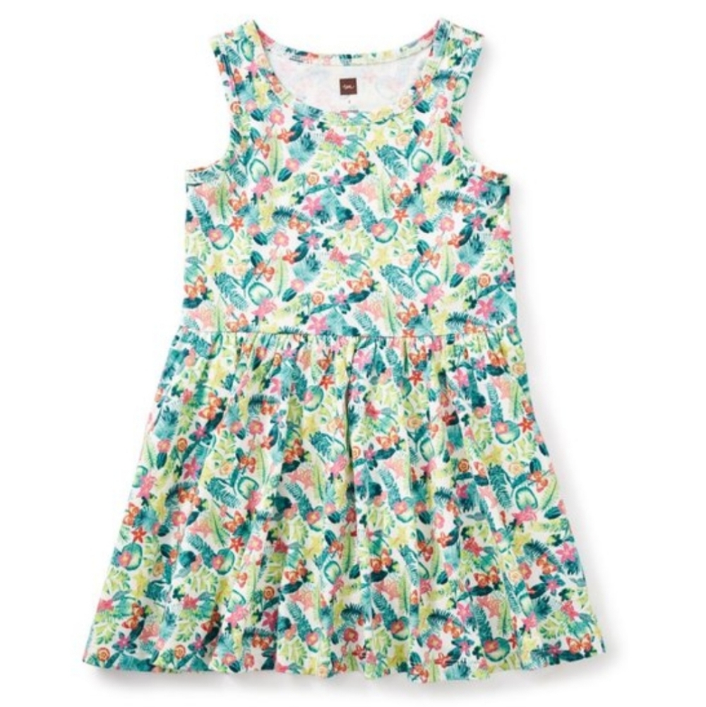 Tea Collection Daintree Rainforest Floral Tank Dress Girls Size 12 Tropical